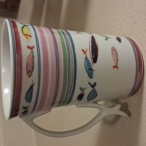 Multiple Choice Multicolored Fish Design Mug, With Fish Shaped Handle.